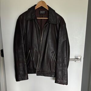 DKNY Men's Brown Real Leather Jacket